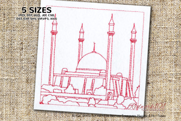 Abuja National Mosque Nigeria Redwork