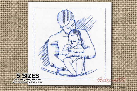 Boy and Father: A Heartfelt Seasonal Embroidery Design