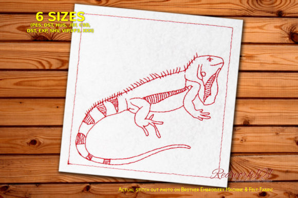 Iguanidae Redwork Embroidery Design