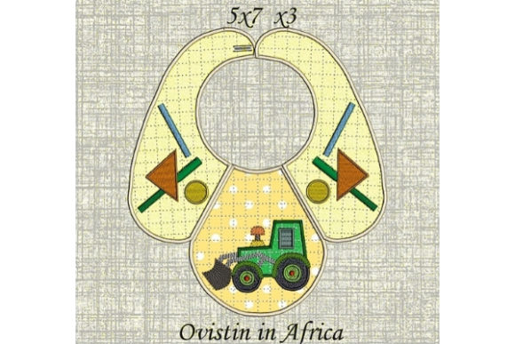 Yellow Tractor Baby Bib for Small Hoops